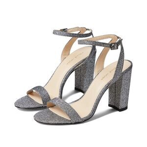 Pelle Moda Brynn High Heels Pewter Silver Metallic Strappy Pumps 8 Glitter